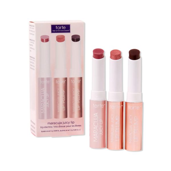 Tarte Maracuja Juicy Lip Try-Me Trio #Rose #Rosy mauve shimmer glas #Primrose