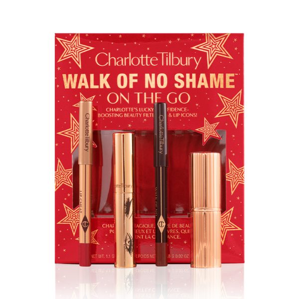 Charlotte Tilbury  WALK OF NO SHAME ON THE GO LIMITED EDITION NEW! 4-piece makeup gift set including a volumising mascara, berry red eyeliner, lip liner and matte lipstick.